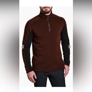 Kuhl Men's Zip Up Sweater - Rust/Brown with Black